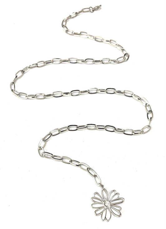 COLLANA FREE FLOWER ACCIAIO - MARGHERITA ACCIAIO - STRASS