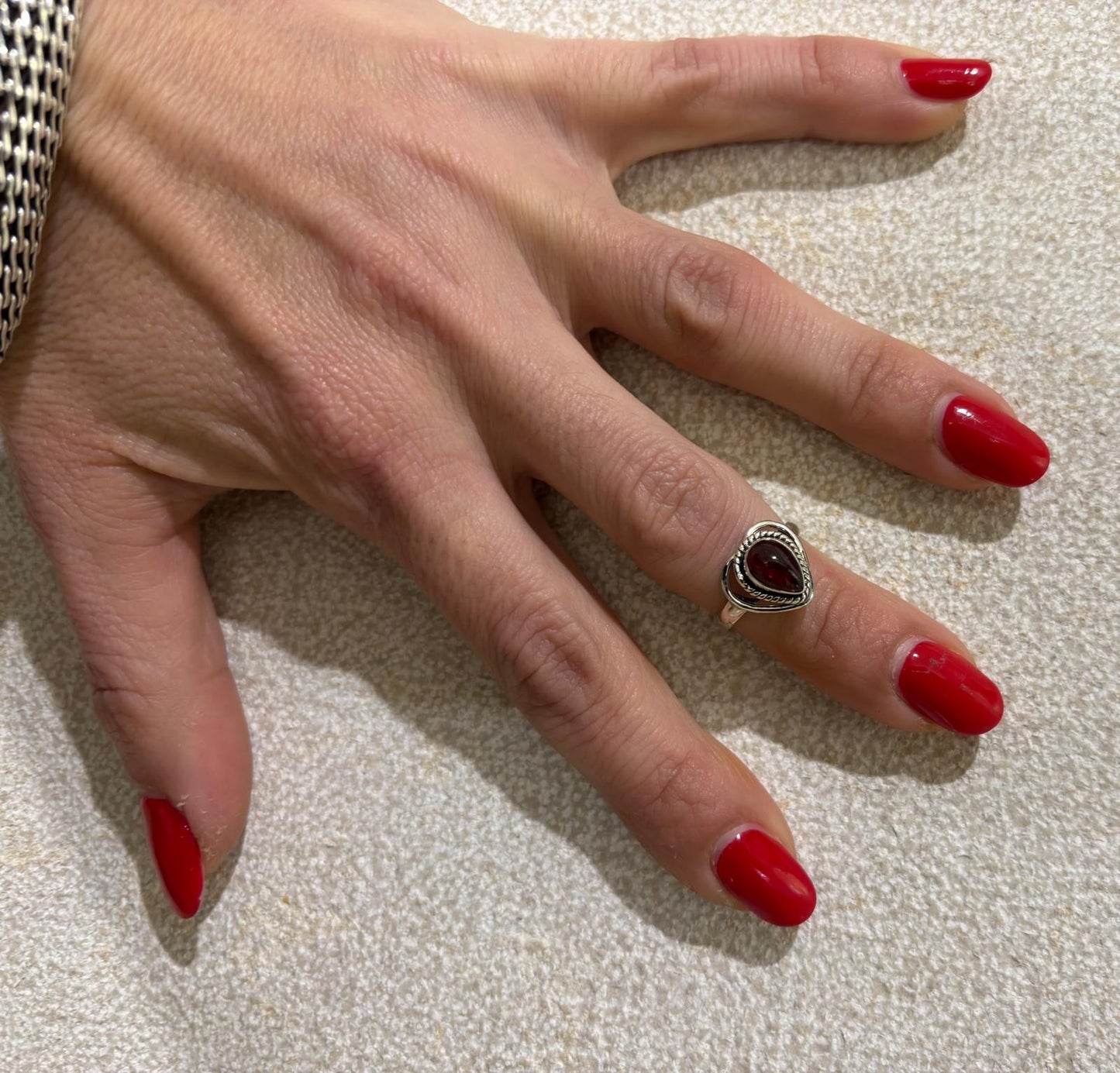 ANELLO GOCCIA GRANATO - ARGENTO 925