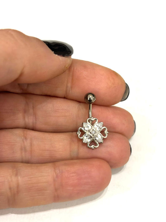 PIERCING OMBELICO FLOREALE - ACCIAIO 316L - ZIRCONI