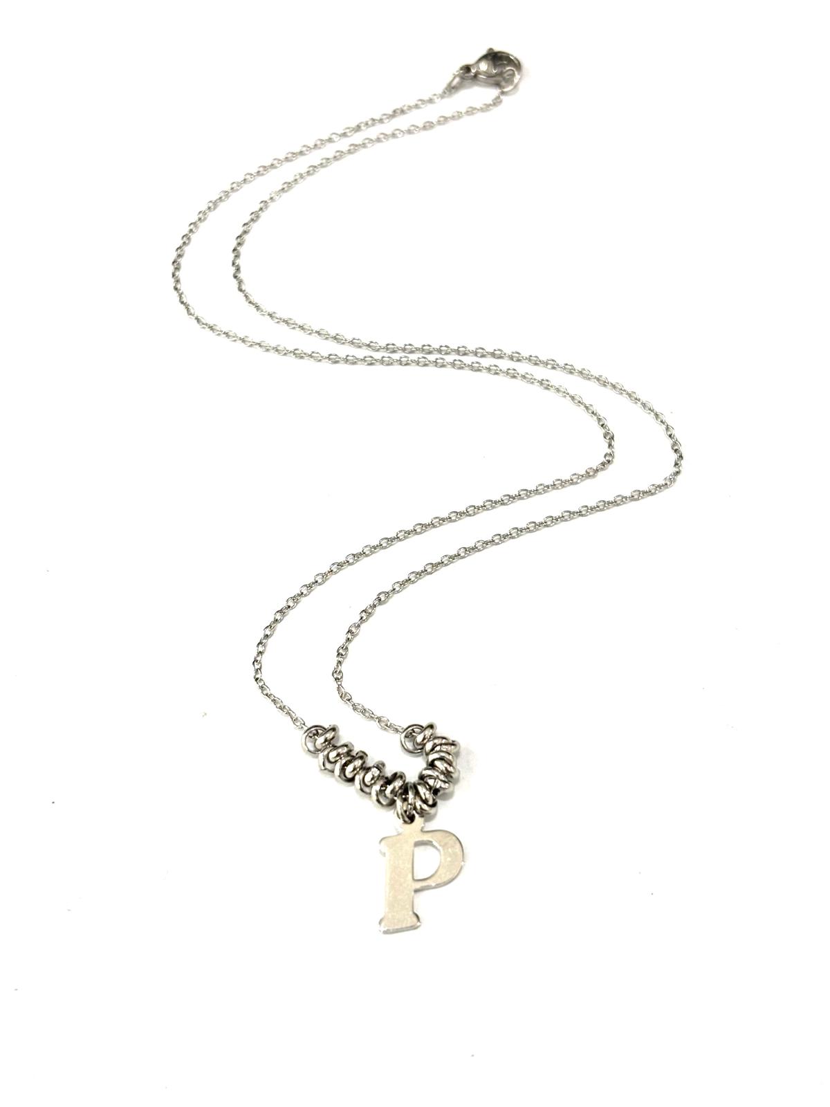 COLLANA INIZIALE - CATENINA ACCIAIO - CIONDOLO ARGENTO 925