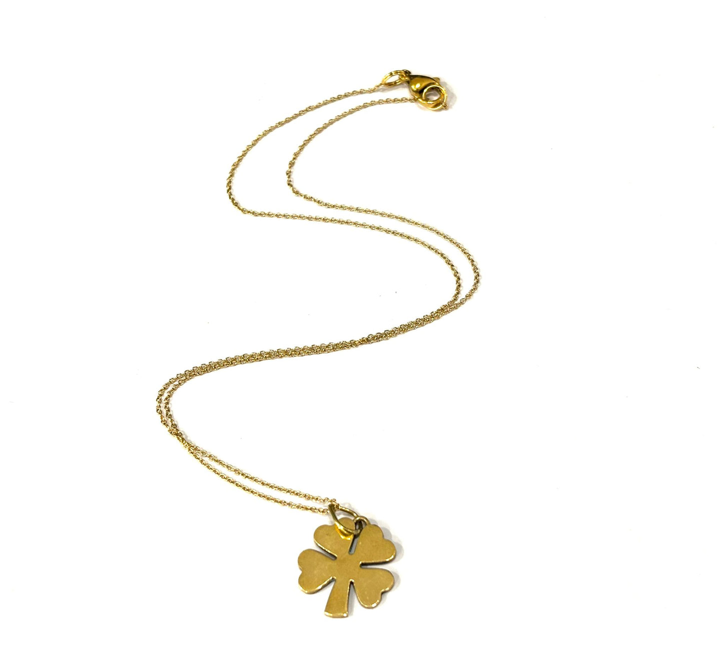 COLLANA QUADRIFOGLIO OTTONE - CATENINA FORZATINA ACCIAIO