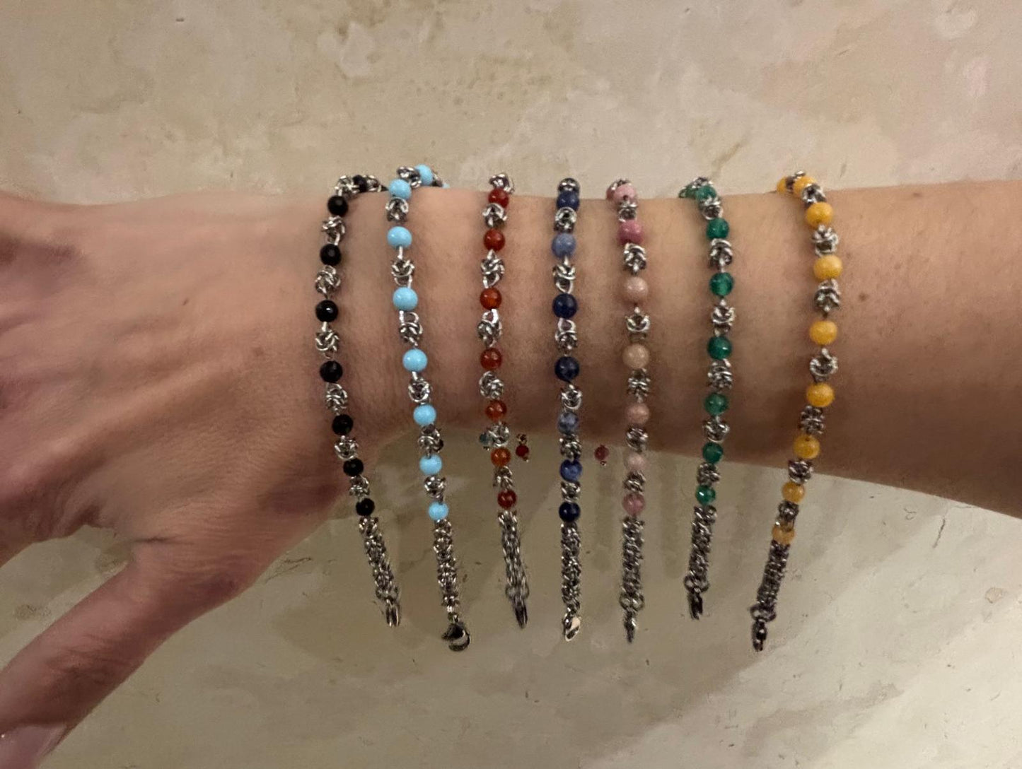 BRACCIALE ETERNA ACCIAIO - PIETRE NATURALI