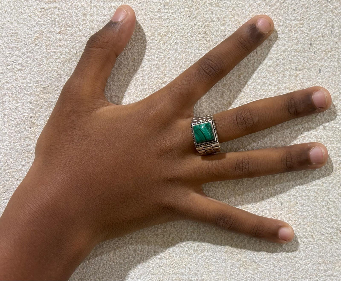 ANELLO MALACHITE QUADRATO ARGENTO 925