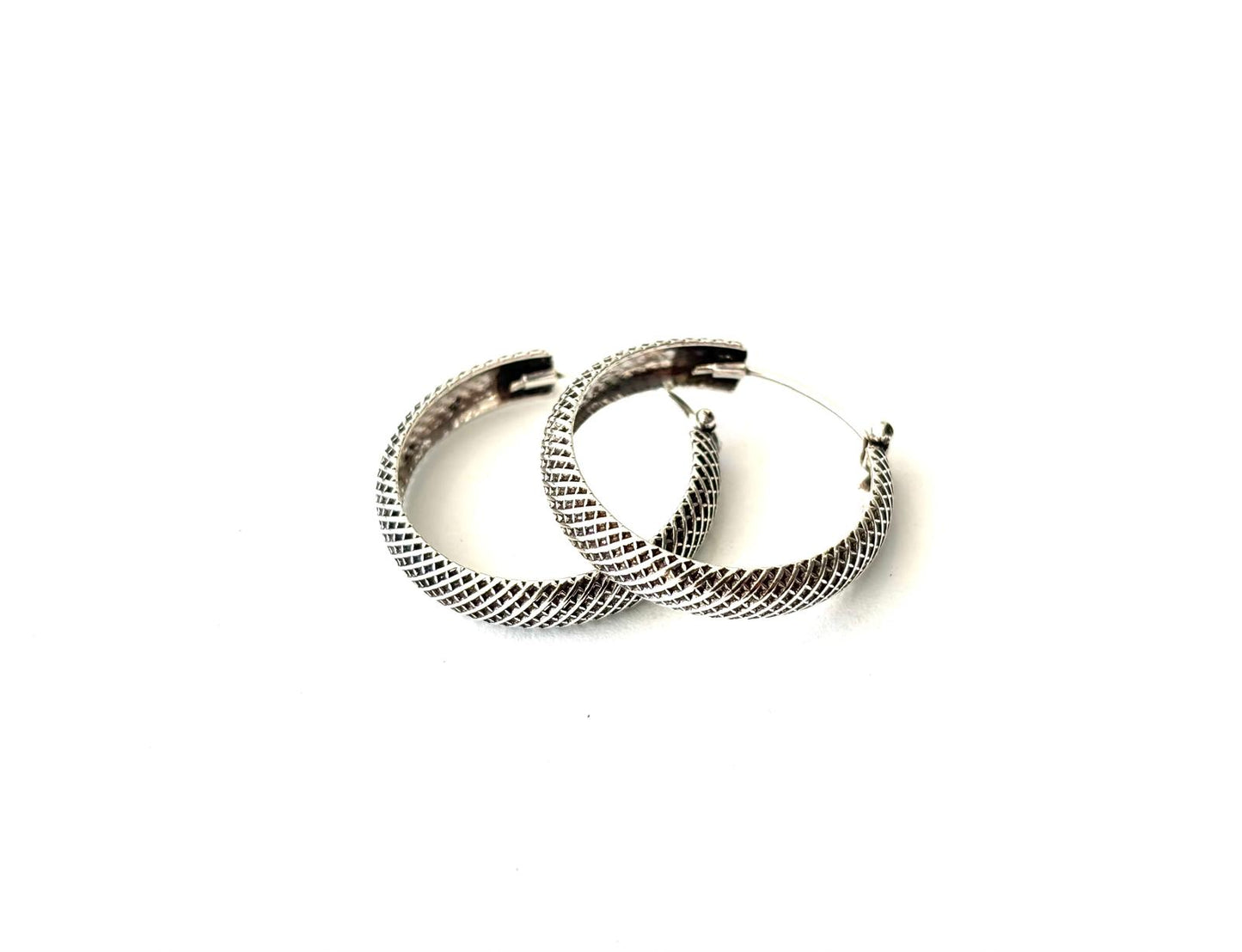 ORECCHINI CERCHI TRAMA INCROCIATA - ARGENTO 925