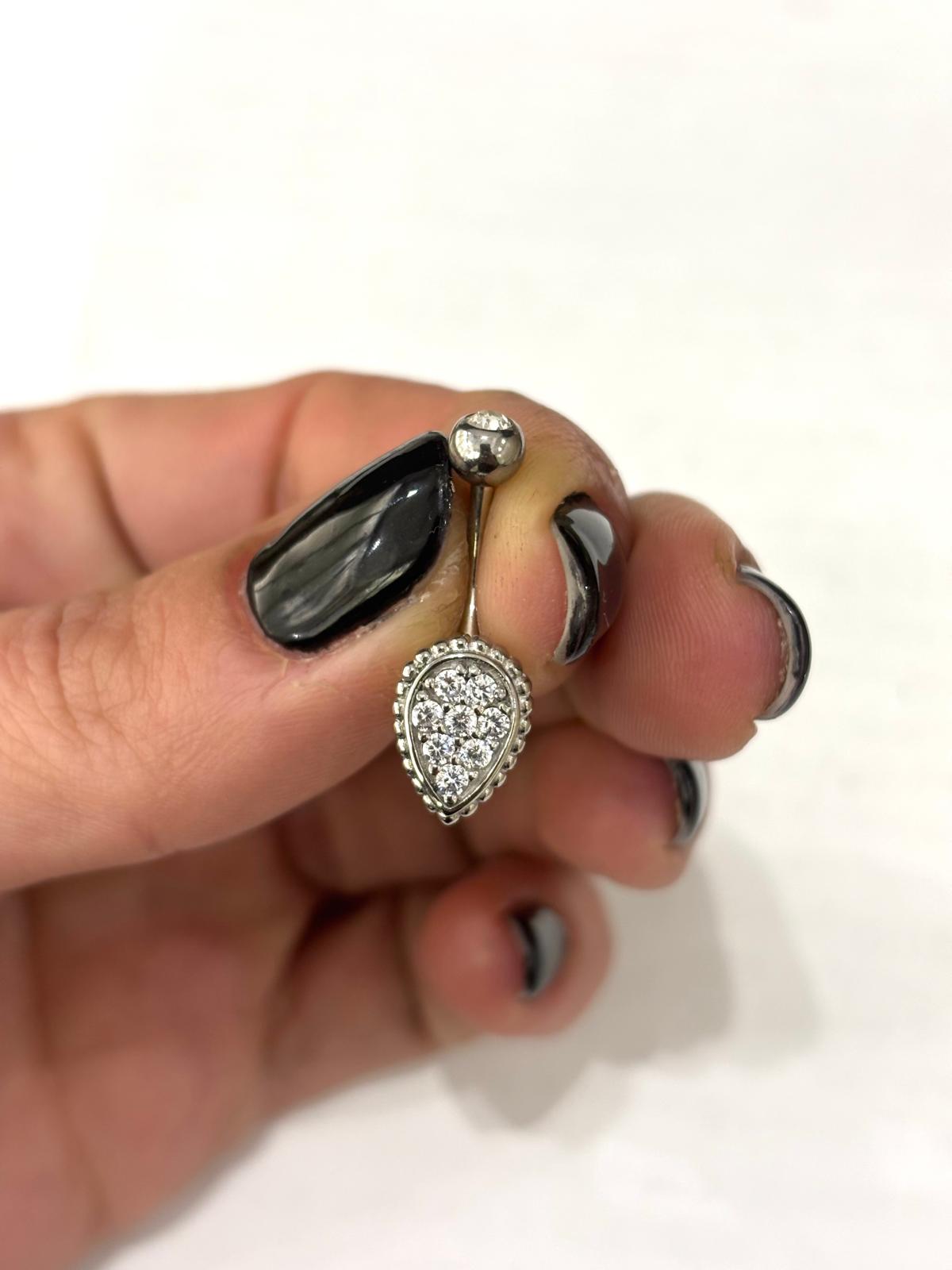 PIERCING OMBELICO GOCCIA - ACCIAIO - 316L - STRASS