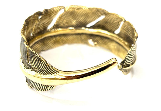 BRACCIALE RIGIDO OTTONE - PIUMA AVVOLTA