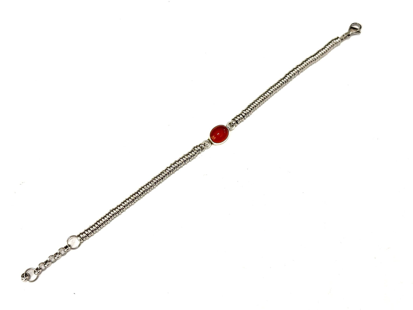 BRACCIALE ROLLERSTONE ACCIAIO - CENTRALE PIETRA NATURALE INCASTONATA IN ARGENTO 925
