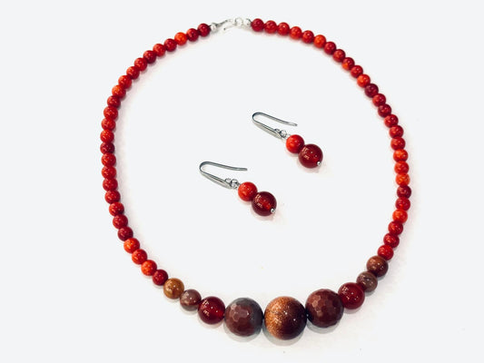 PARURE GIROCOLLO GRADAZIONE E ORECCHINI IN PIETRE NATURALI