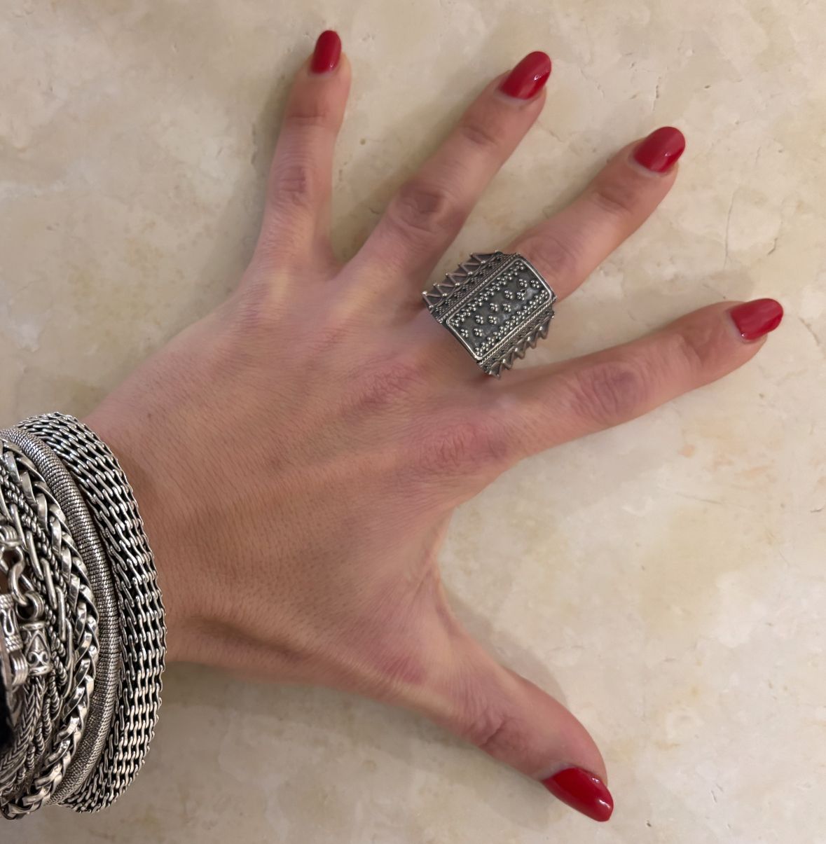 ANELLO ETNICO GEOMETRICO ARGENTO 925