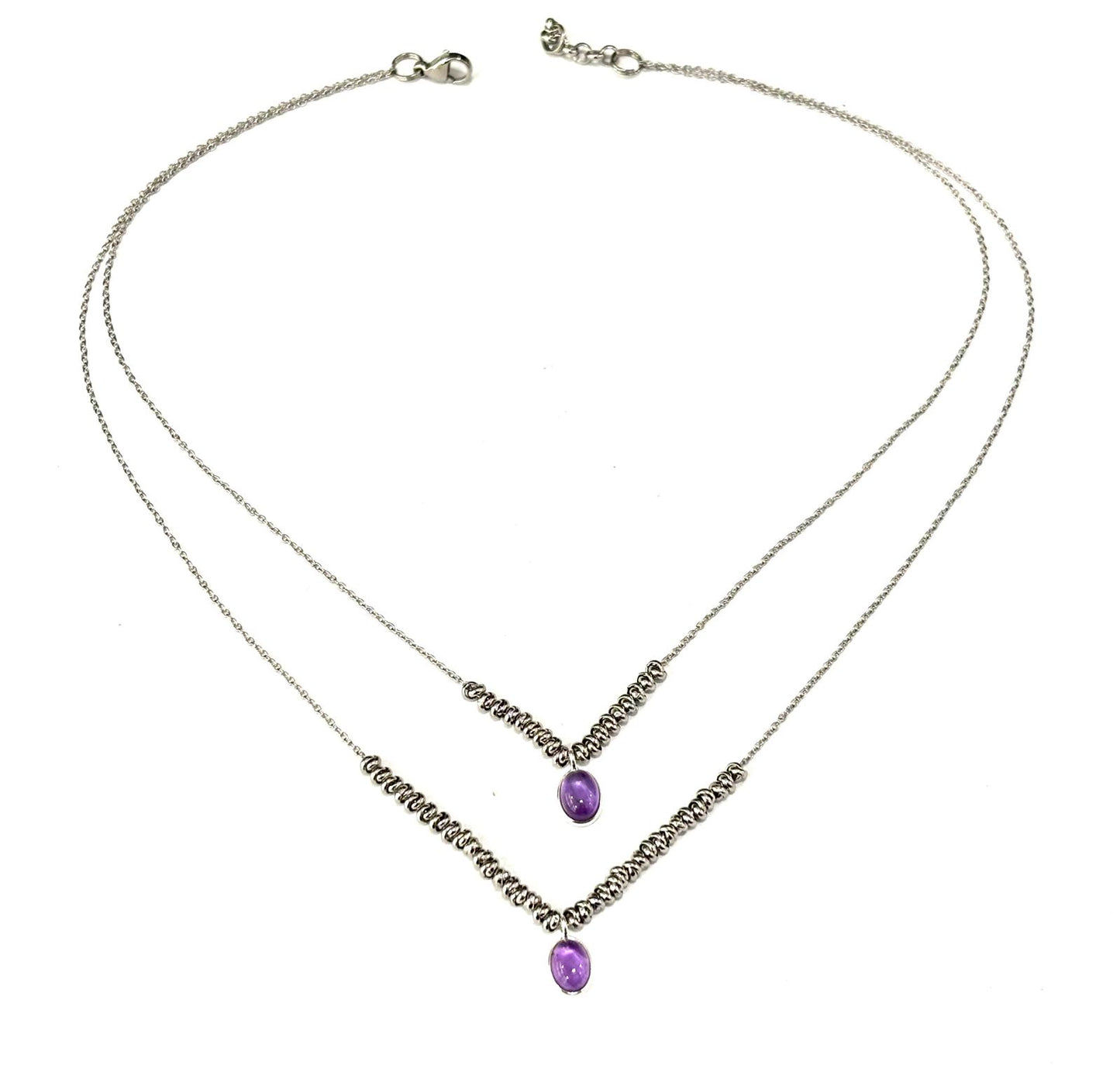 COLLANA SEMPLICITY ACCIAIO - CIONDOLI AMETISTA ARGENTO 925