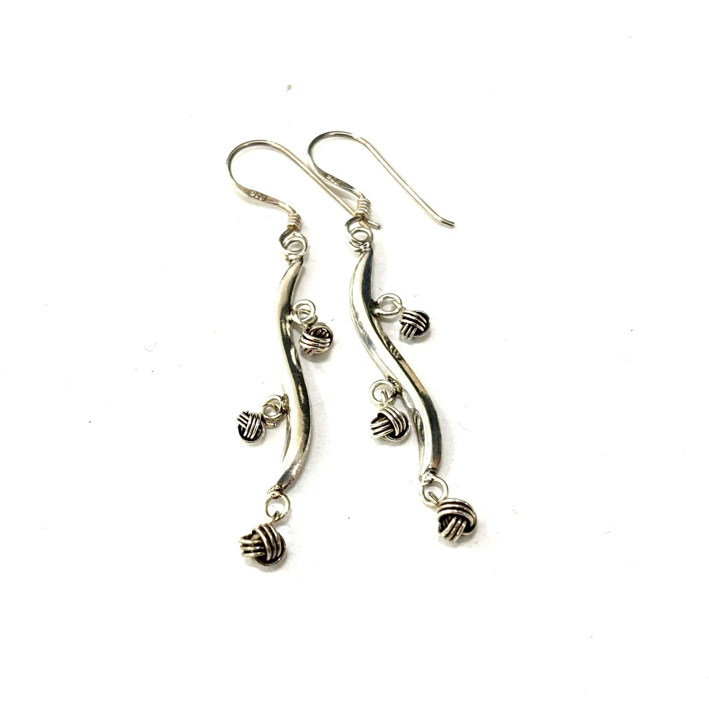 ORECCHINI PENDENTI CON SFERE LAVORATE - ARGENTO 925