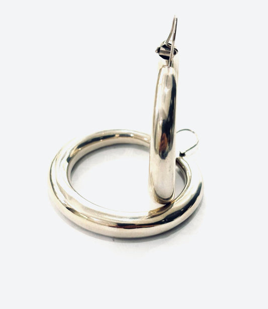 CERCHI BOMBATI LISCI - ARGENTO 925