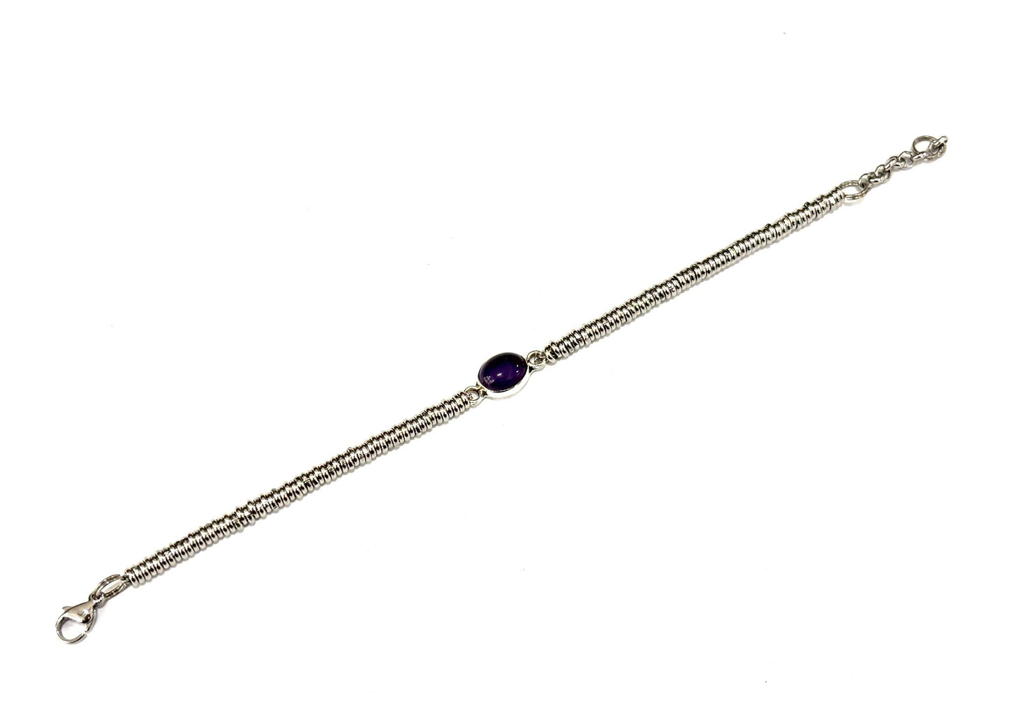 BRACCIALE ROLLERSTONE ACCIAIO - CENTRALE PIETRA NATURALE INCASTONATA IN ARGENTO 925