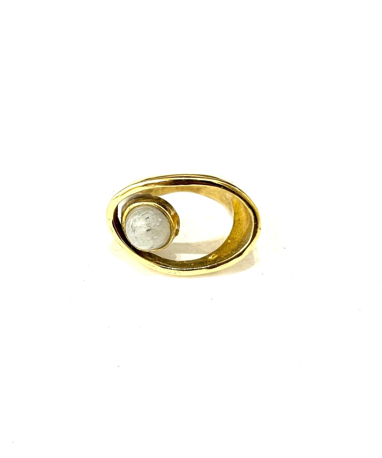 ANELLO OVALE OTTONE - LAPISLAZZULI - LABRADORITE BIANCA