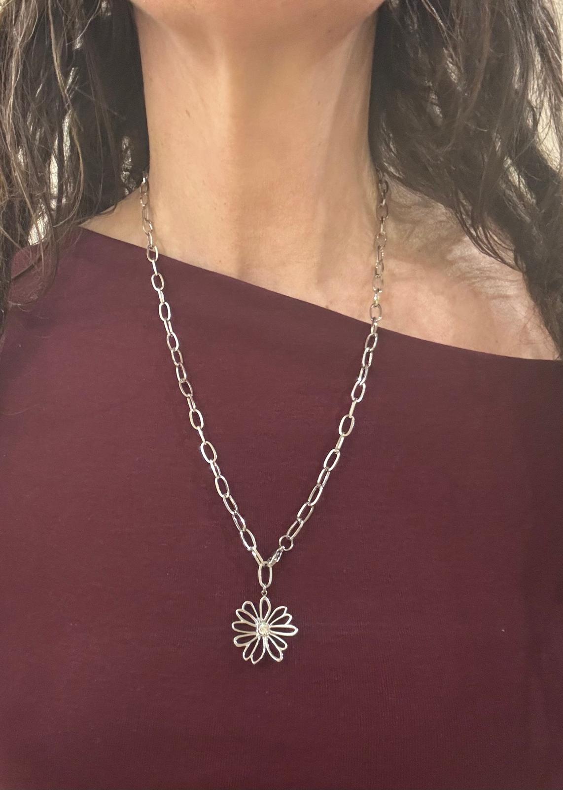 COLLANA FREE FLOWER ACCIAIO - MARGHERITA ACCIAIO - STRASS