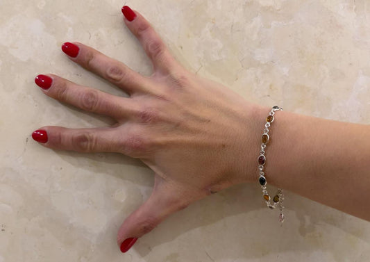 BRACCIALE OVALI DI TORMALINA - ARGENTO 925