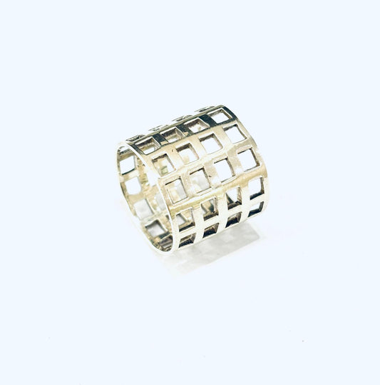 ANELLO RETE ARGENTO 925