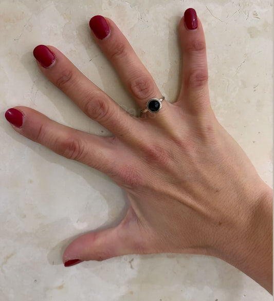 ANELLO ONICE TONDO ARGENTO 925