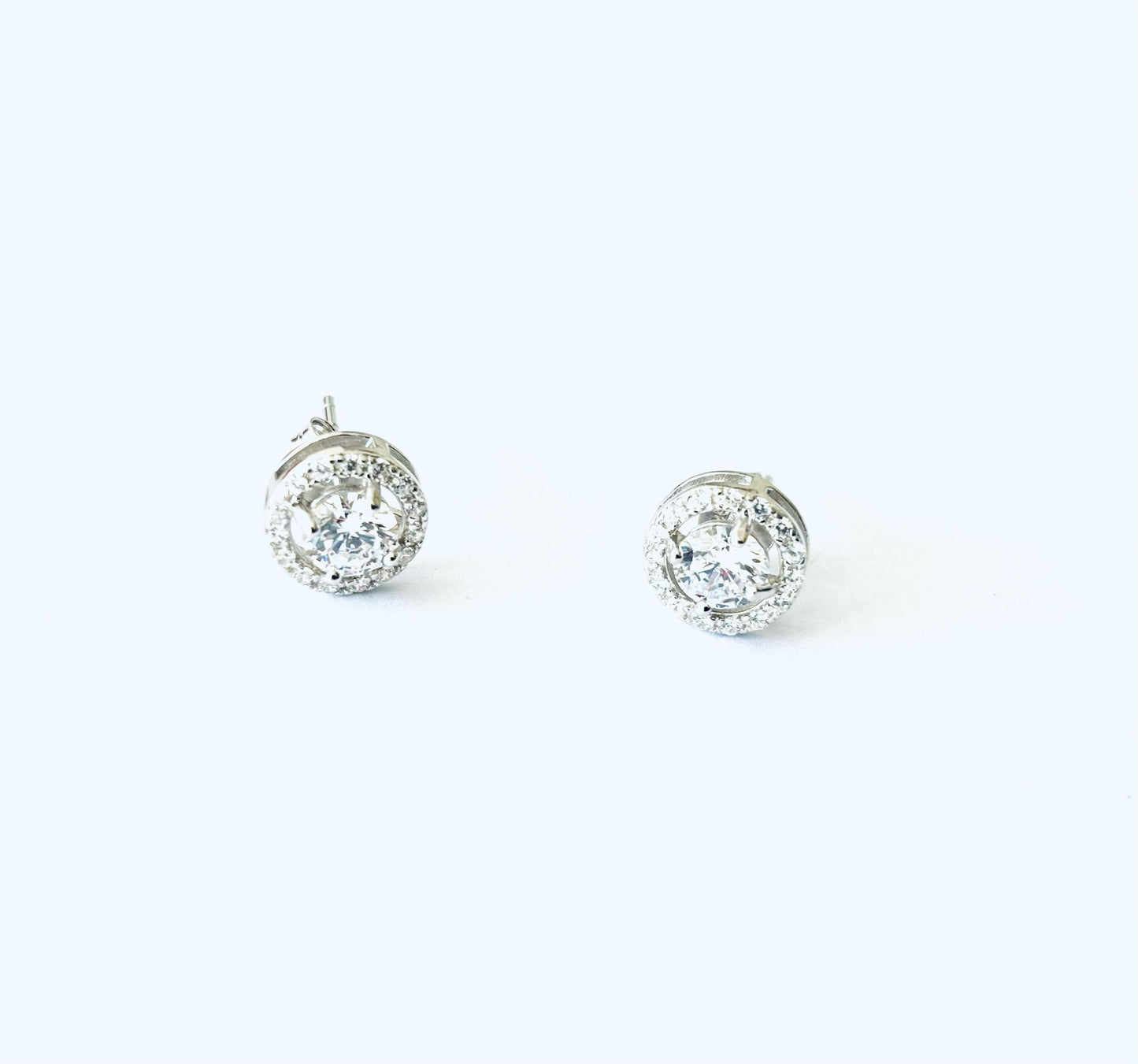 ORECCHINI ZIRCONE TONDO E GHIERA MICROPAVE - ARGENTO 925