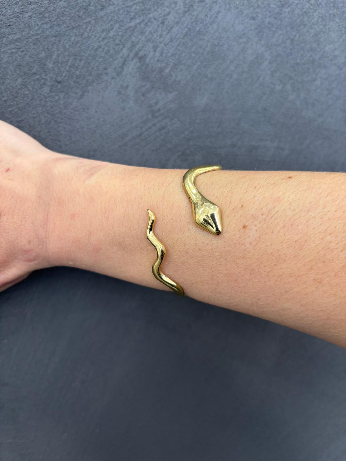 BRACCIALE SERPENTE ONDULATO - OTTONE