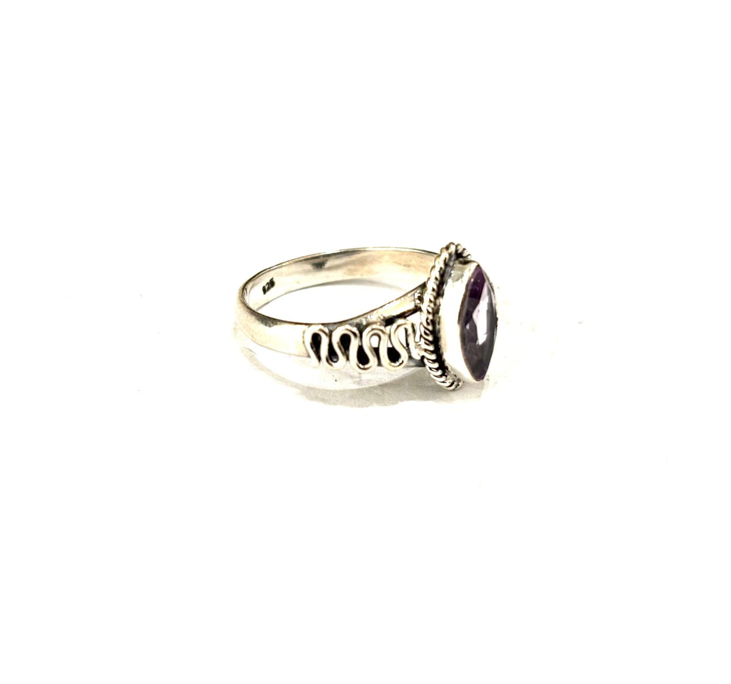 ANELLO SPOLETTA AMETISTA SFACCETTATA - ARGENTO 925