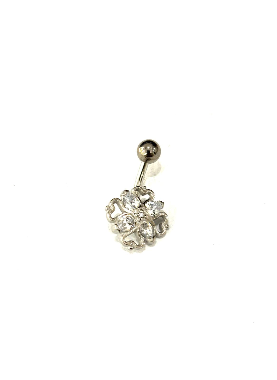 PIERCING OMBELICO FLOREALE - ACCIAIO 316L - ZIRCONI