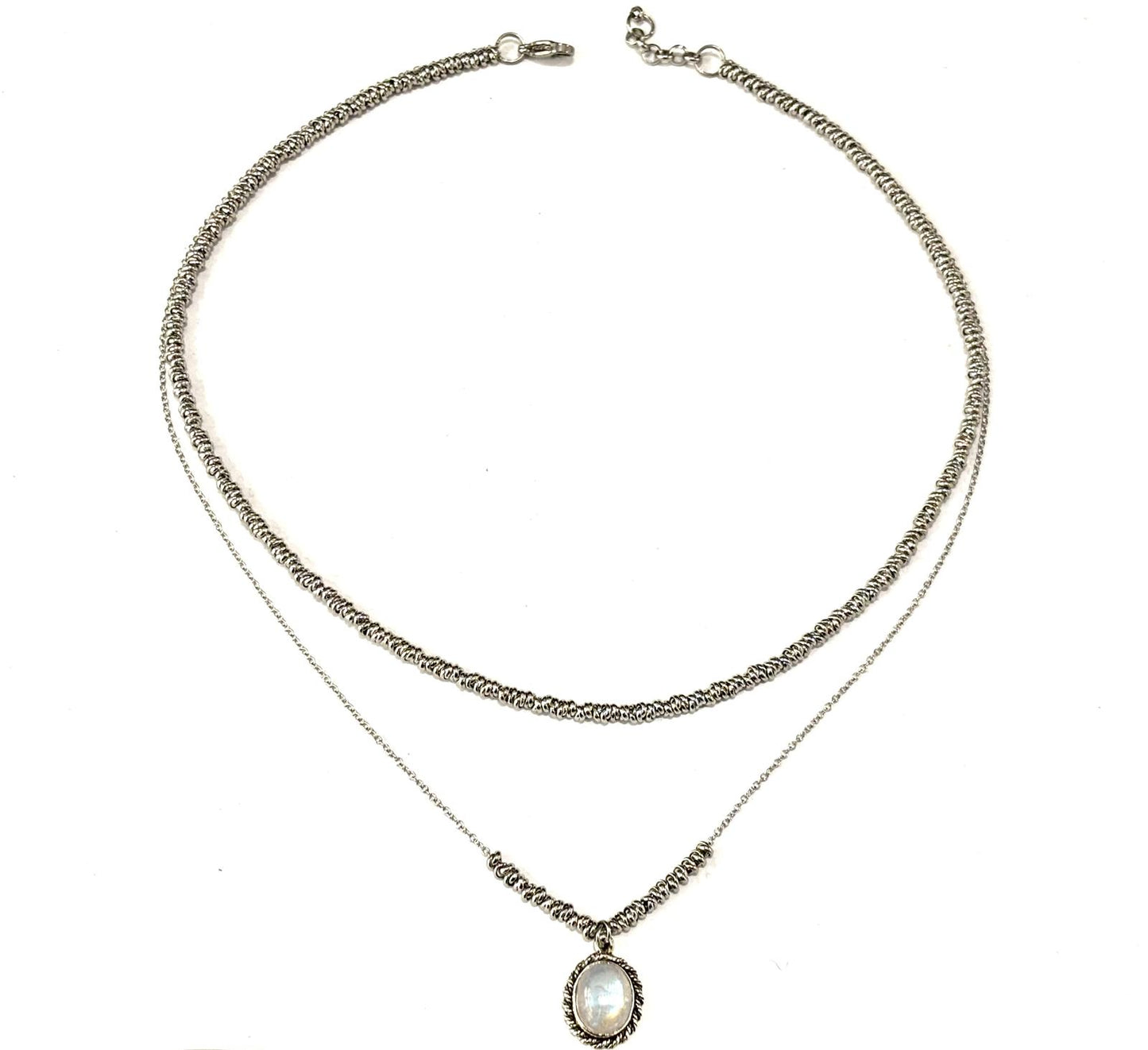 COLLANA DELICIOUS ACCIAIO - CIONDOLO PIETRA DI LUNA ARGENTO 925