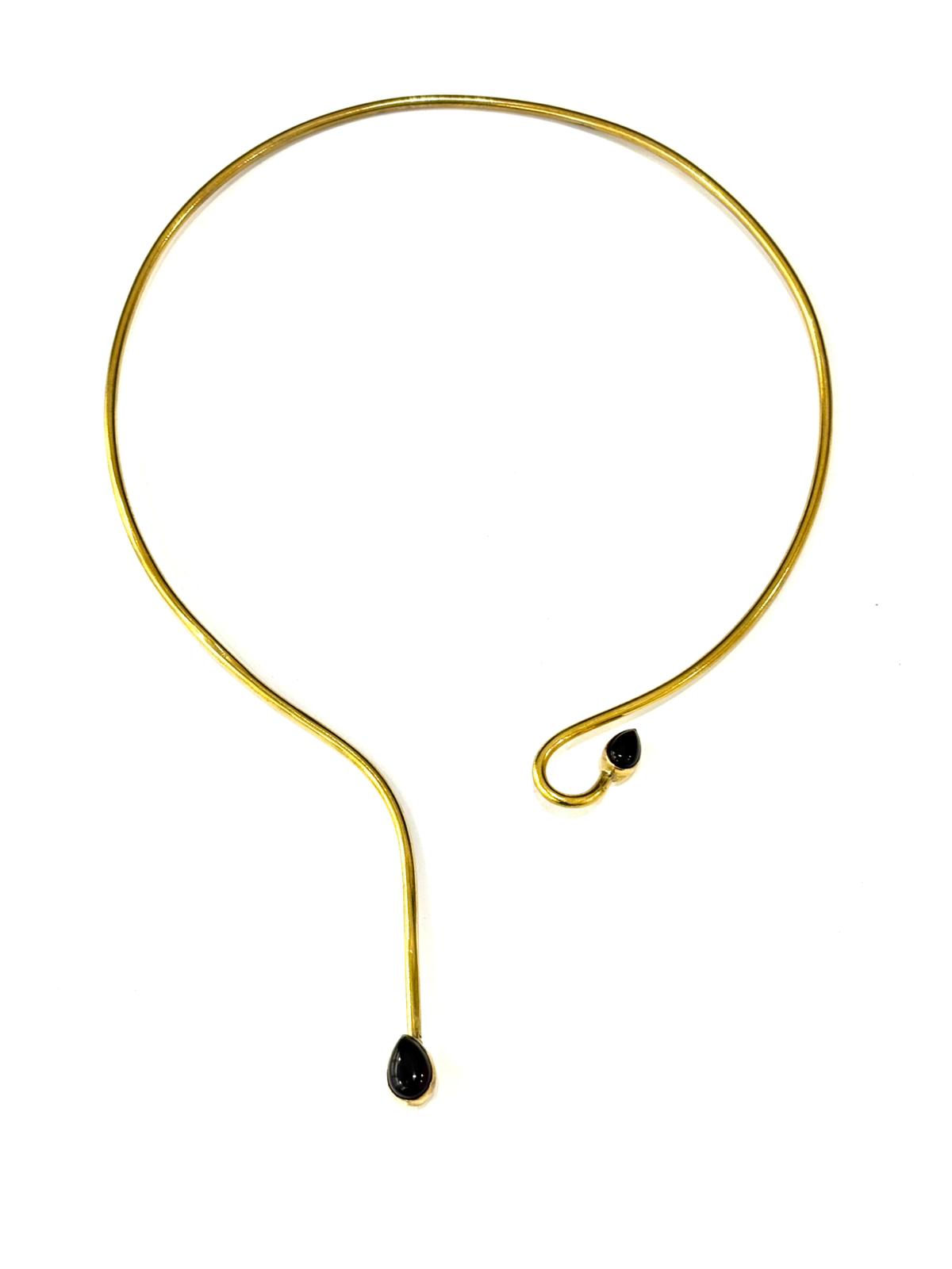 COLLANA RIGIDA TUBOLARE GOCCE ONICE OTTONE