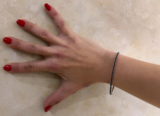 BRACCIALE TENNIS NERO 2MM - ARGENTO 925