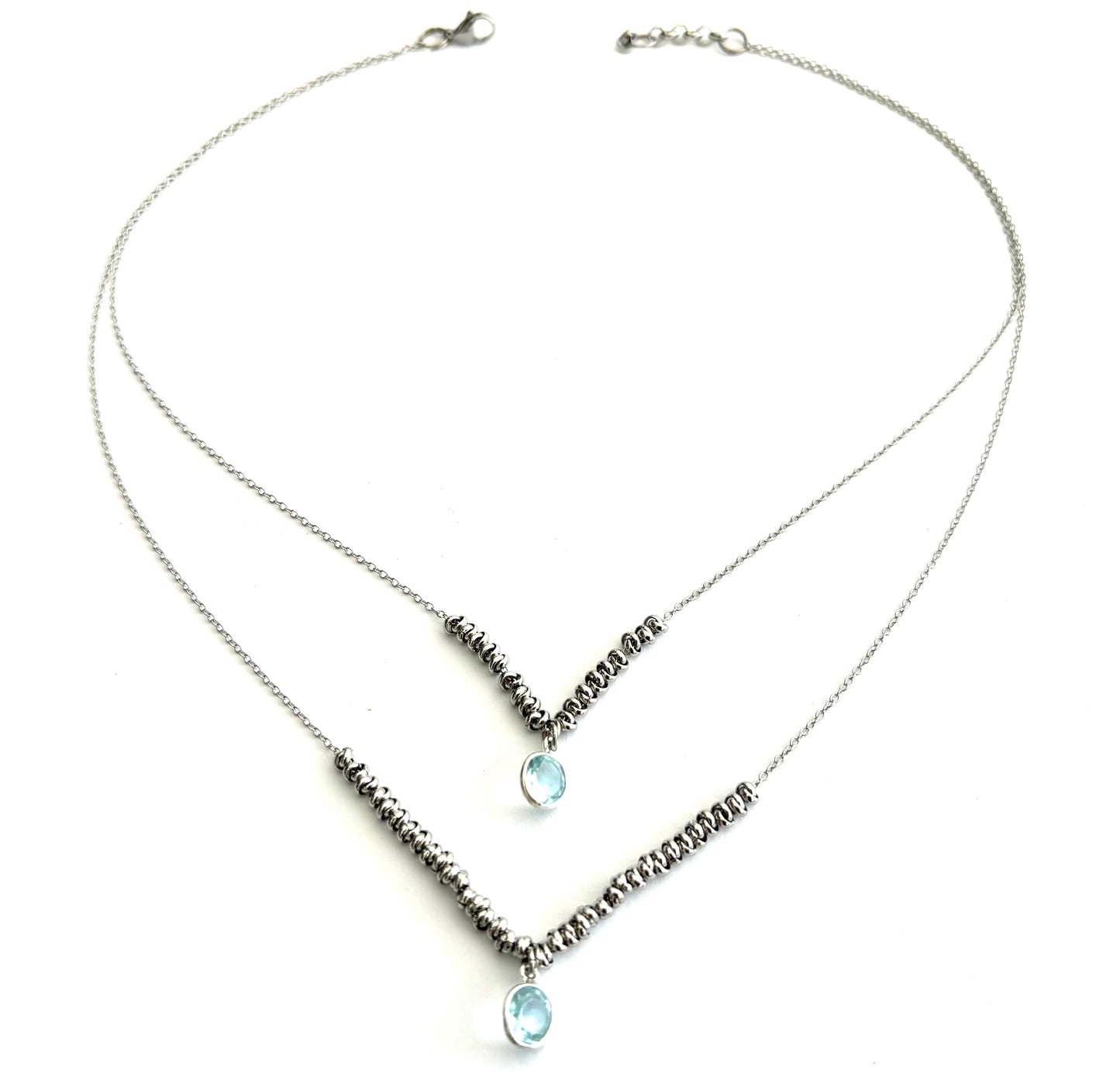 COLLANA SEMPLICITY ACCIAIO - CIONDOLI QUARZO BLU ARGENTO 925