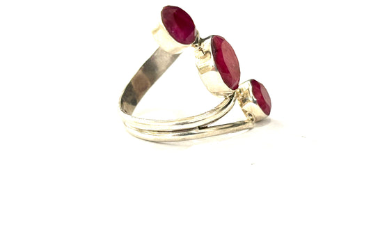 ANELLO TRIS RADICE DI RUBINO - ARGENTO 925