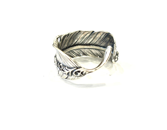 ANELLO PIUMA - INCISIONE TRIBALE - ARGENTO 925