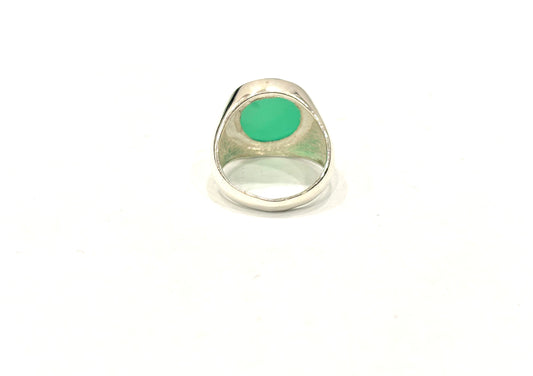 ANELLO AGATA VERDE TONDO LISCIO - ARGENTO 925