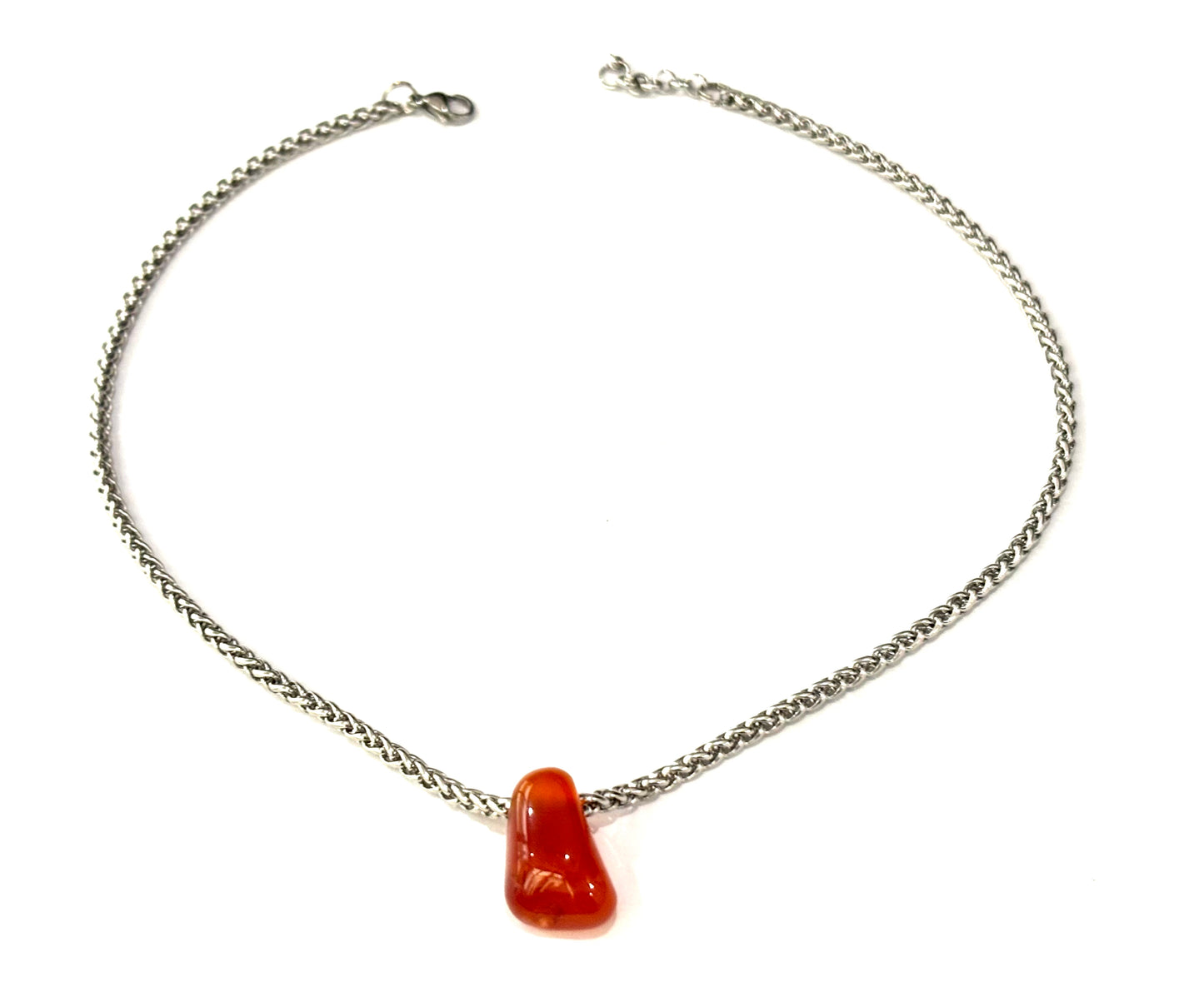 COLLANA CATENA ACCIAIO CON CORNIOLA BURATTATA