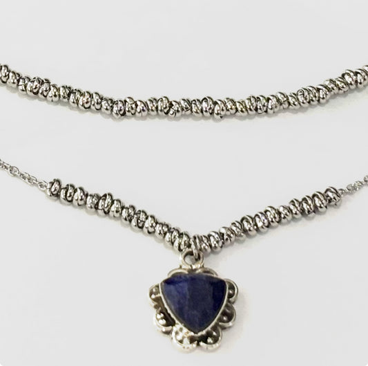 COLLANA DELICIOUS ACCIAIO - CIONDOLO RADICE DI ZAFFIRO ARGENTO 925