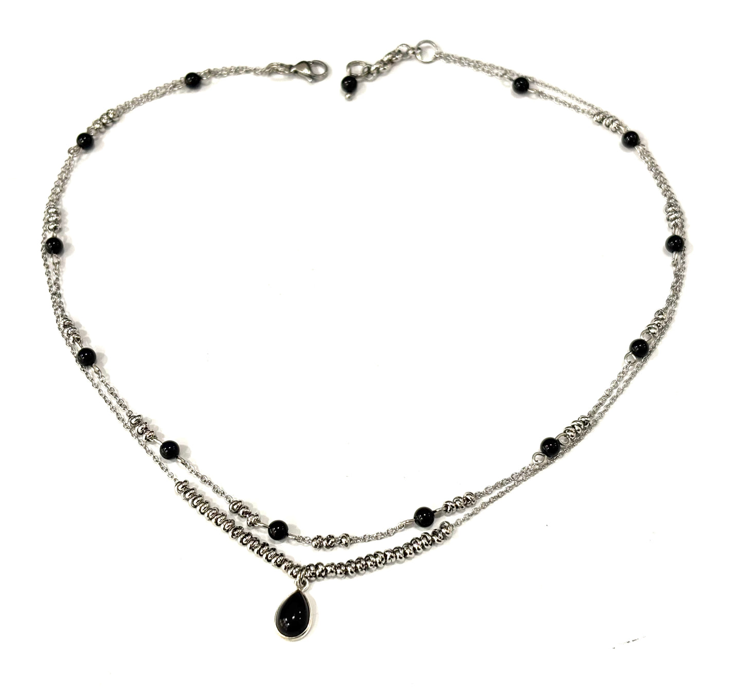 COLLANA SUPERIMPOSED ACCIAIO - ONICE - CIONDOLO ONICE ARGENTO 925