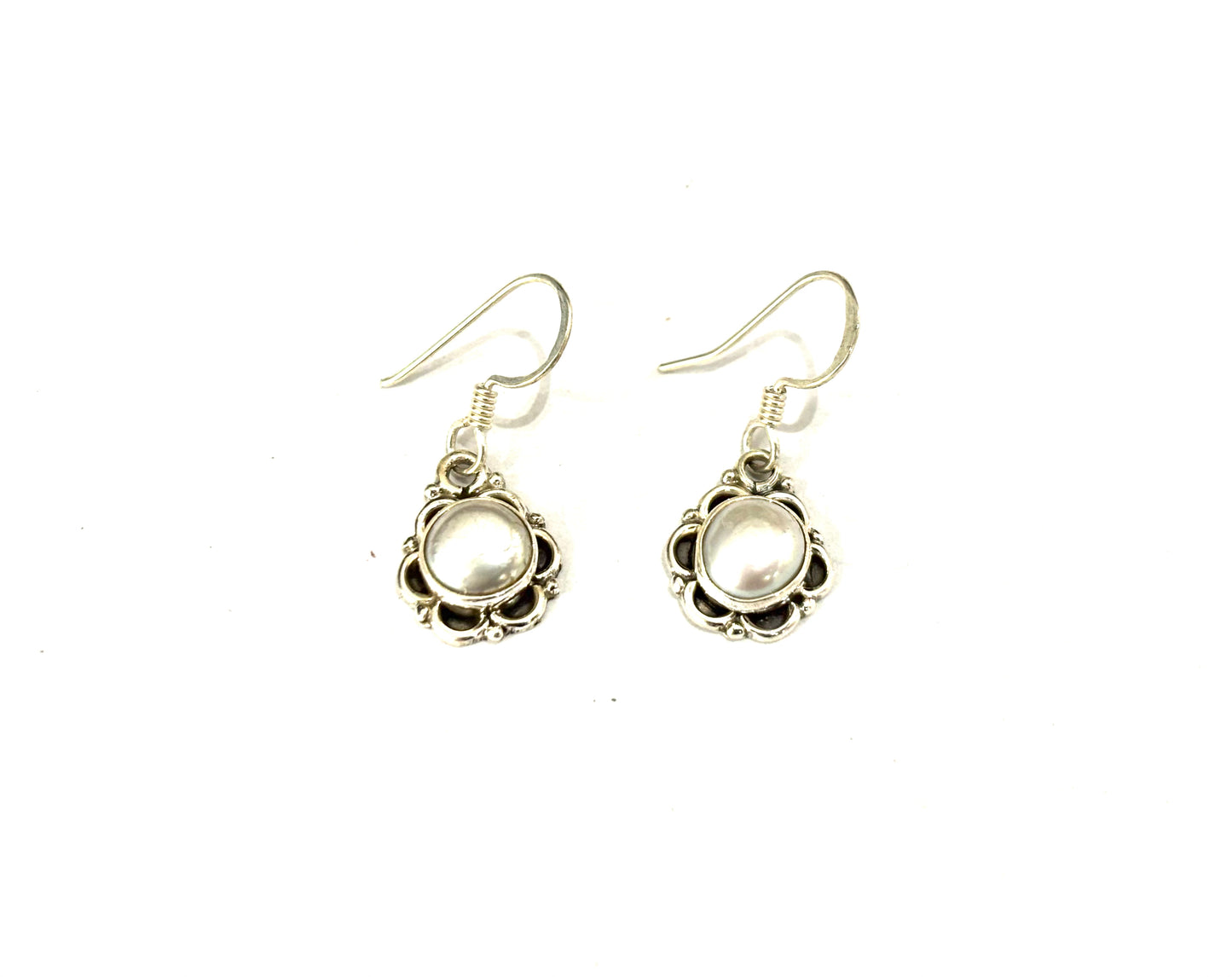 ORECCHINI PENDENTI FIORE PERLA DI FIUME - ARGENTO 925