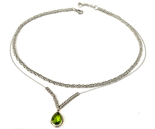 COLLANA DELICIOUS ACCIAIO - GOCCIA PERIDOTO ARGENTO 925