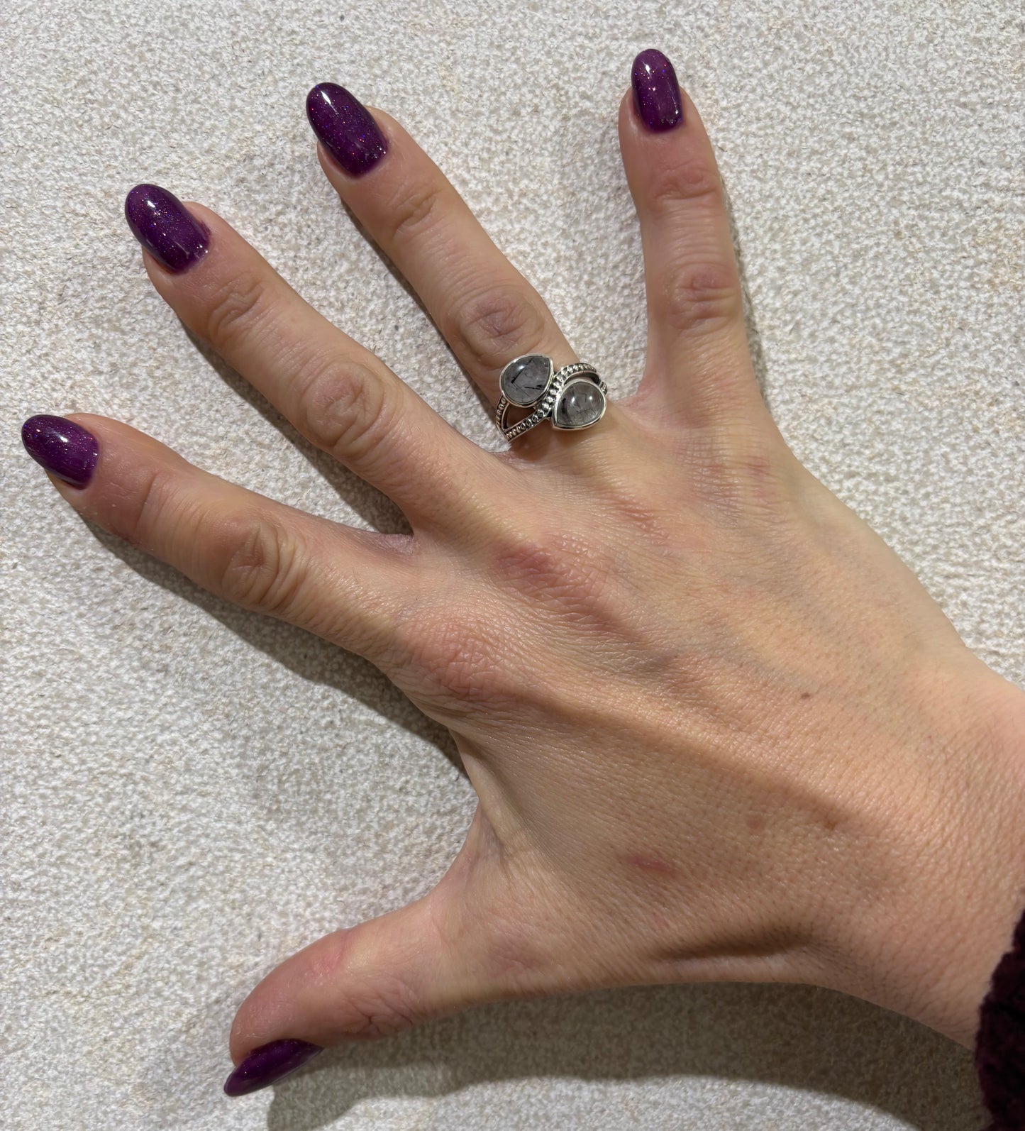 ANELLO QUARZO TORMALINATO GOCCE - ARGENTO 925