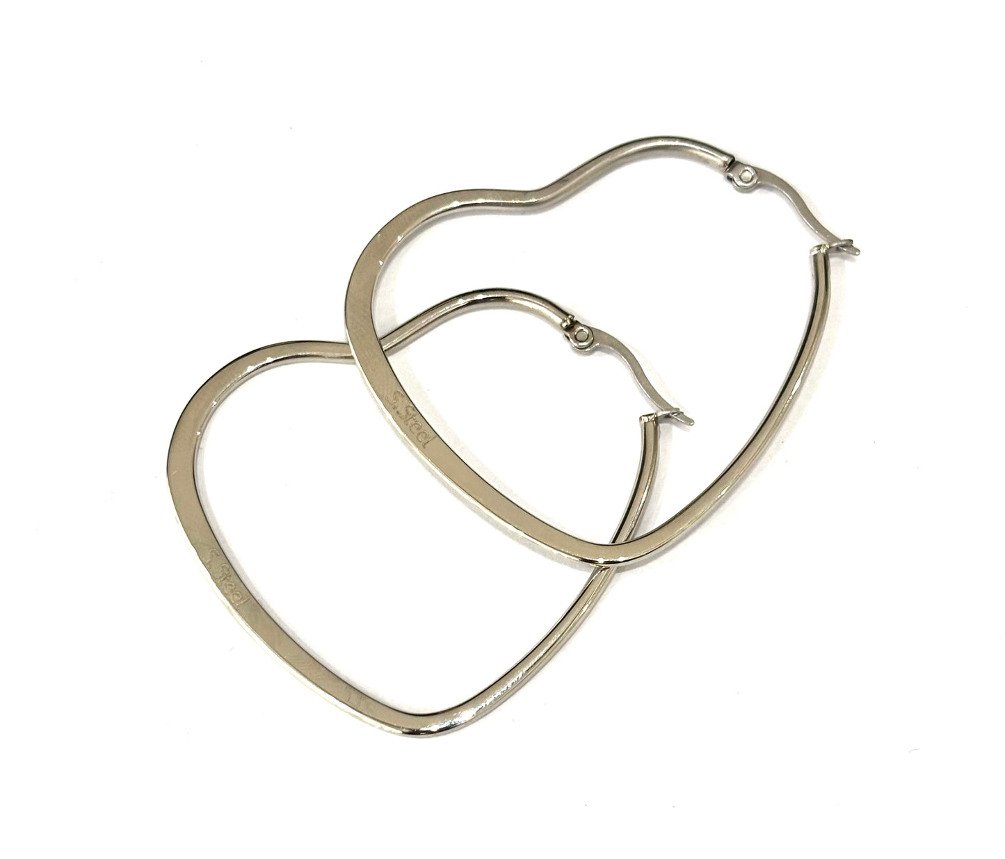 ORECCHINI ACCIAIO - CUORE SEZIONE PIATTA