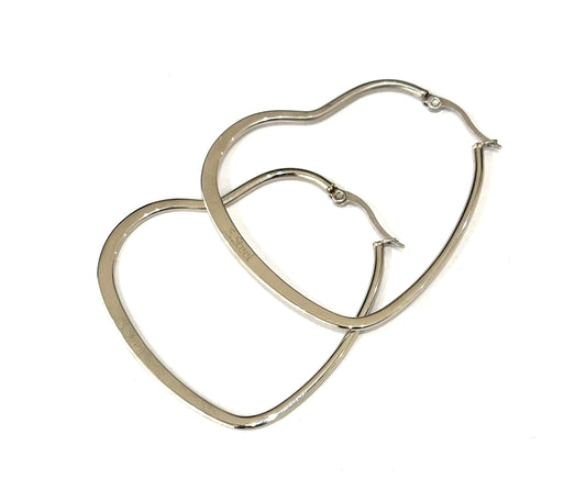 ORECCHINI ACCIAIO - CUORE SEZIONE PIATTA