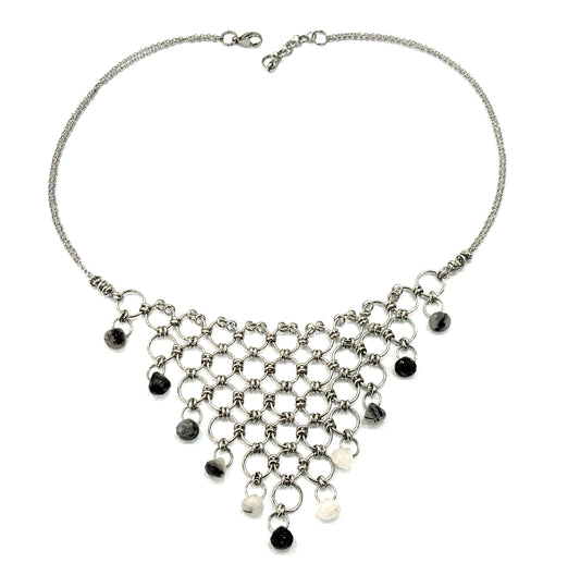 COLLANA CHAIN MAILLE ACCIAIO - BRIOLETTE QUARZO TORMALINATO