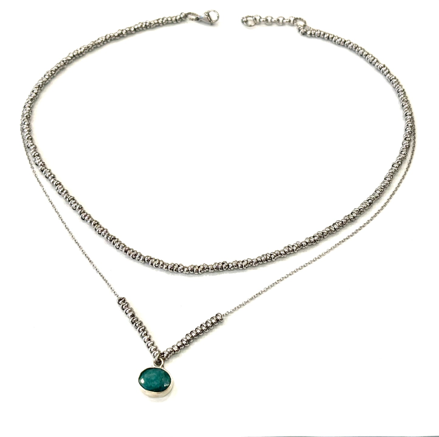 COLLA DELICIOUS ACCIAIO - CIONDOLO GIADA SFACCETTATA - ARGENTO 925