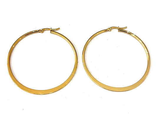 ORECCHINI CERCHI LUNA CRESCENTE ACCIAIO CON GALVANICA DORATA