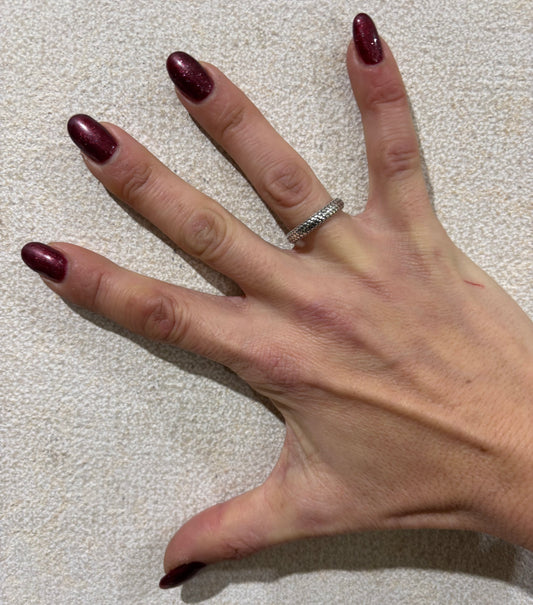 ANELLO FASCIA TONDA PELLE SERPENTE - ARGENTO 925