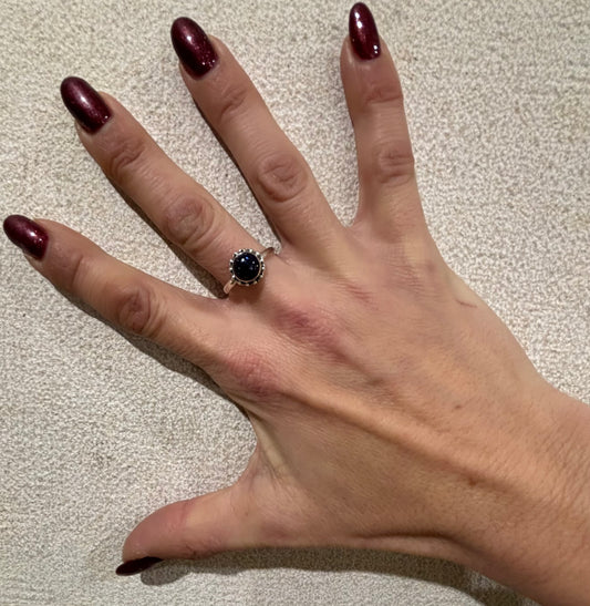 ANELLO PIETRA DEL SOLE TONDA - ARGENTO 925