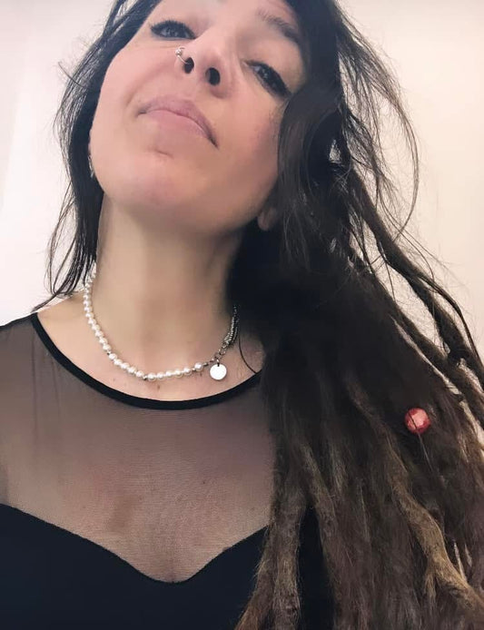 BRACCIALE DOPPIO GIRO SUTŌNCHĒN - PERLE di MAIORCA 6mm - ACCIAIO