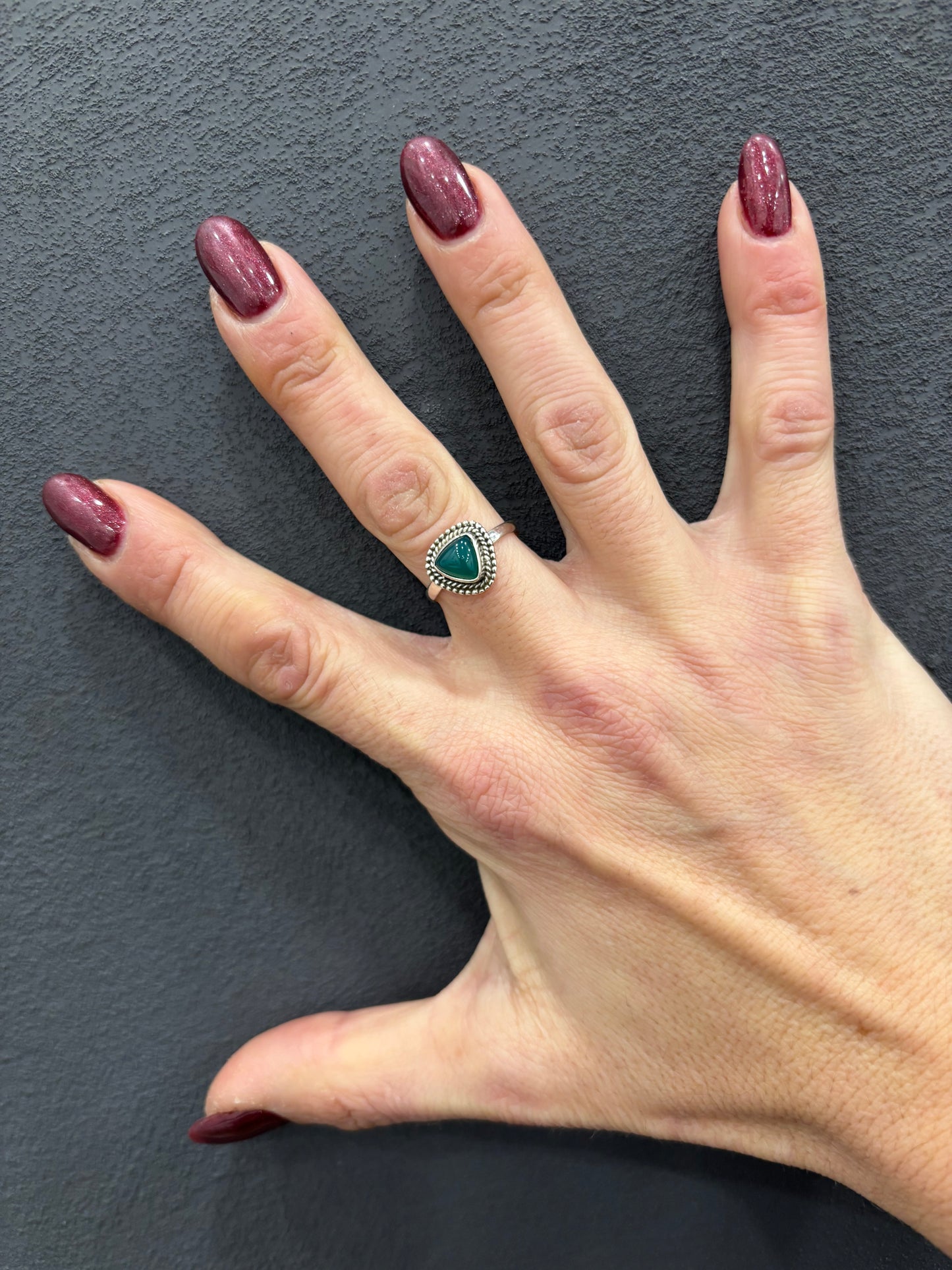 ANELLO GIADA TRIANGOLARE - ARGENTO 925