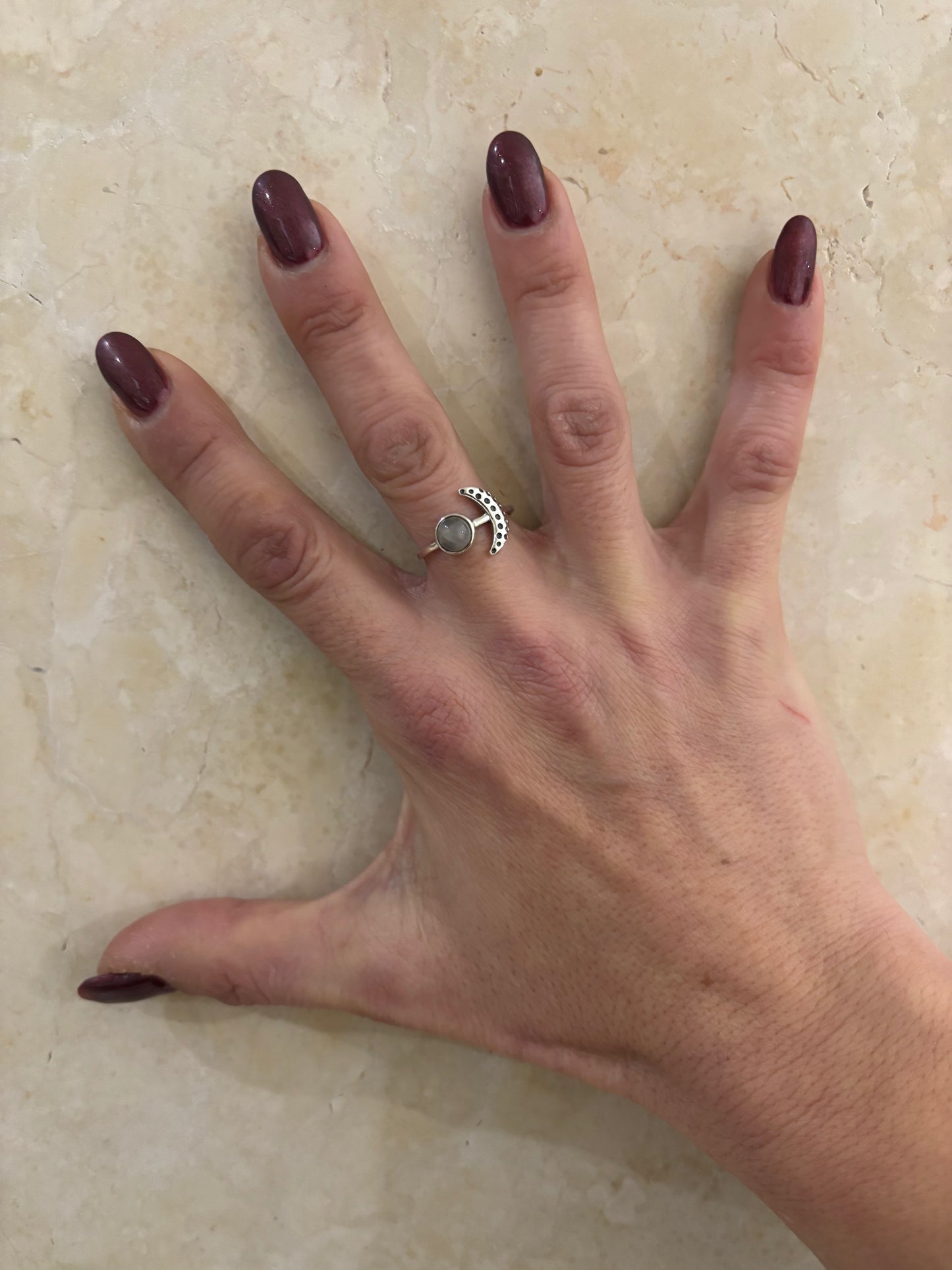 ANELLO LUNARE QUARZO ROSA - ARGENTO 925