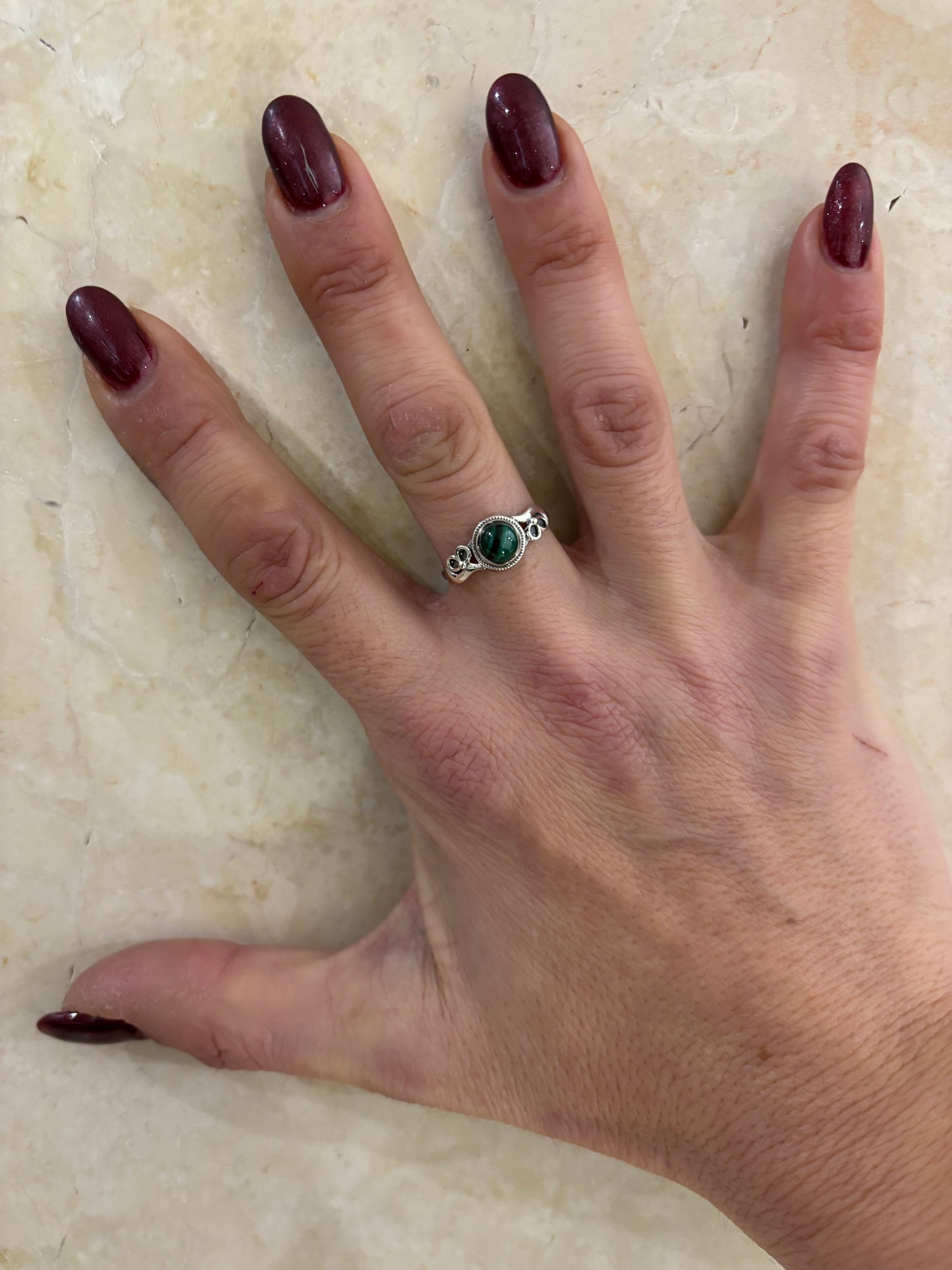 ANELLO MALACHITE TONDO - ARGENTO 925